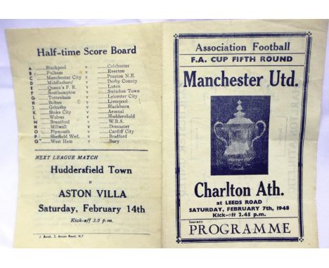 Manchester United programme 7th February 1948 v Charlton Athletic. P&amp;P Group 1 (£14+VAT for the first lot and £1+VAT for 