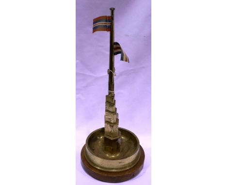 WWII trench art flagpole, H: 40 cm. P&amp;P Group 3 (£25+VAT for the first lot and £5+VAT for subsequent lots) 
