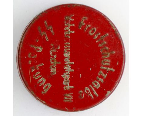 German Waffen SS Russian front issue anti-frost bite lip balm tin. P&amp;P Group 1 (£14+VAT for the first lot and £1+VAT for 