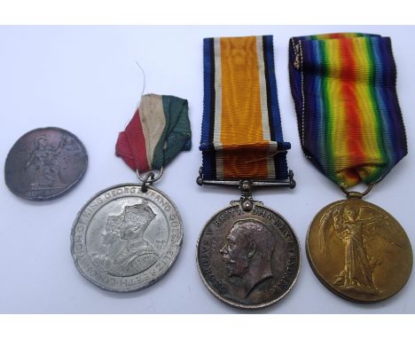 161254 GNR N Beckett RA WWI medal pair, with a further 1937 commemorative medal. P&amp;P Group 1 (£14+VAT for the first lot a