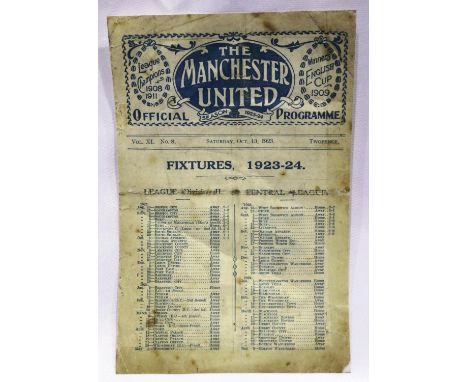 Manchester United 1923 programme v Oldham Athletic. P&amp;P Group 1 (£14+VAT for the first lot and £1+VAT for subsequent lots