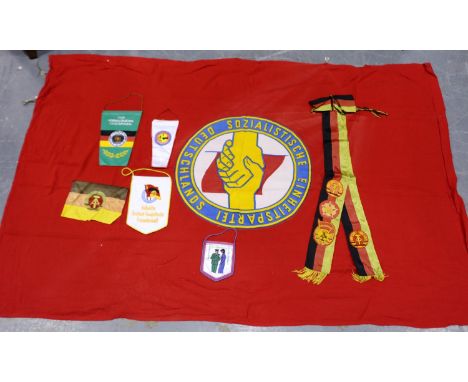 Selection of East German civic flags and pennants. P&amp;P Group 1 (£14+VAT for the first lot and £1+VAT for subsequent lots)