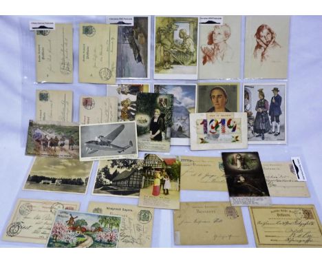 Collection of German postcards, WWI and later, with further English WWI postcards. (27) P&amp;P Group 1 (£14+VAT for the firs