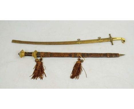 A 1831 PATTERN BRITISH GENERAL OFFICERS 'MAMELUKE' SWORD, by Manton and Co England in brass scabbard, 100cm L, along with a S