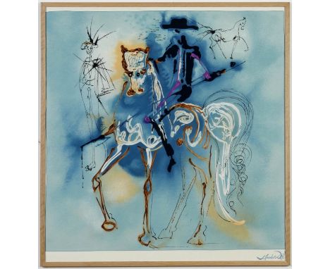 SALVADOR DALI, Dalian horses, signed in the plate, silk scarf. 84cm x 79cm. 