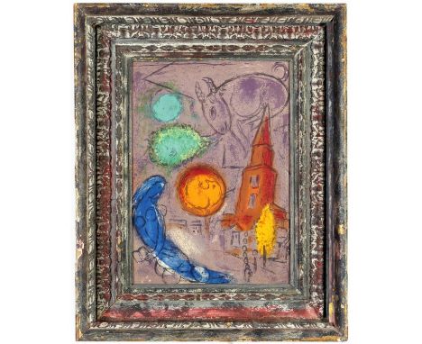 MARC CHAGALL, rare original lithograph, Saint Germain Des Pres 1954, edition:2500 – Edition Maeght, vintage French frame – Mo