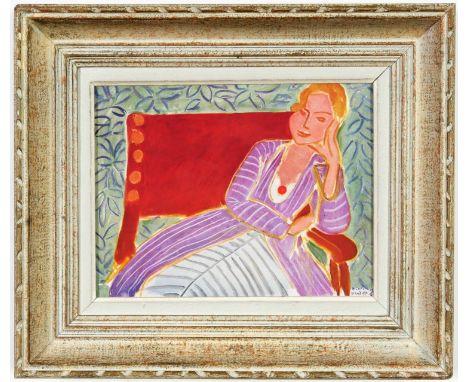HENRI MATISSE, off set lithograph, signed in the plate, Jeune femme, French vintage frame, 28cm x 21cm. (Subject to ARR - see