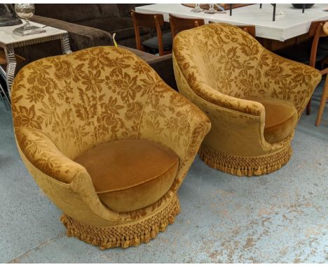 ATTRIBUTED TO FEDERICO MINARA ARMCHAIRS, a pair, vintage 1950s Italian, 83cm x 86cm x 80cm. (2) 