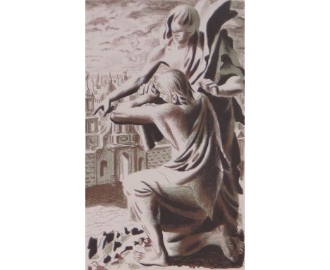 Hans Feibusch,colour lithograph, classical figures circa 1950, 14" x 9".