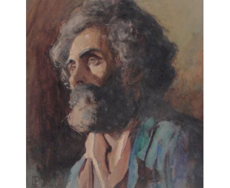 Lexden Lewis Pocock, (1850-1919),watercolour, head portrait of an Italian man, signed with monogram, 9" x 8", framed.