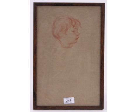 Elinor Darwin, (Irish 1871-1954),sanguine chalk drawing, portrait of a child, 14" x 9", framed.