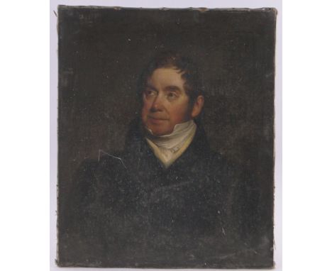 Early 19th century oil on canvas, portrait of a gentleman, unsigned, 30" x 25", unframed.