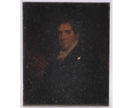 19th century oil on canvas, portrait of a gentleman, unsigned, 30" x 25", unframed.