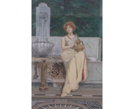I N Nottage,watercolour, classical portrait of a girl, signed, 15.5" x 9.5", framed.