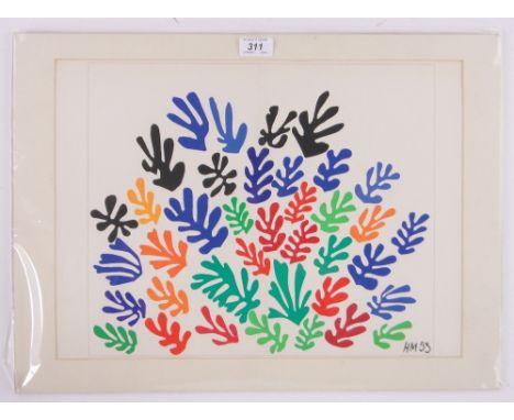 Henri Matisse,lithograph of a cutout, La Gerbe, Verve edition 1950s, mounted.