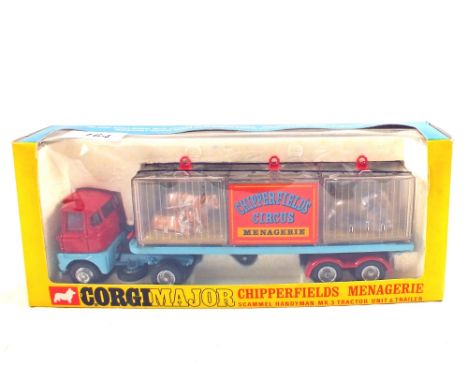A Corgi Major 1139 Chiperfields Menagerie Scammel Handyman Mk3 tractor unit and trailer, in window box