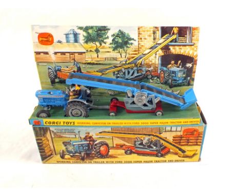 A boxed Corgi Toys gift set 47 working conveyor on trailer with Ford 5000 super major tractor and driver