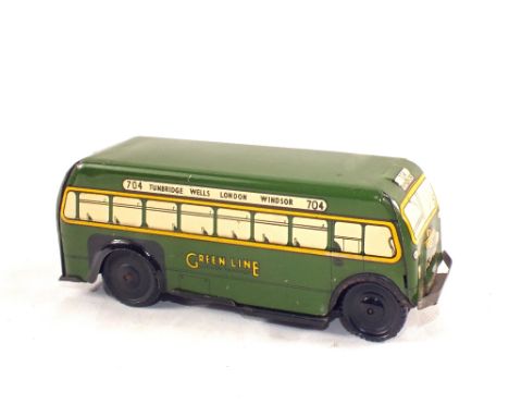 A Wells Brimtoy tin plate friction drive Greenline coach
