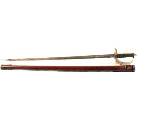 An 1897 model GRV Infantry Officers sword in its brown leather covered scabbard