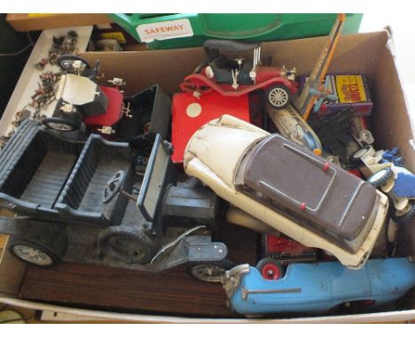 Boxed Crescent Toys, Frontier Sheriffs set and other toys including a distressed Schuco car