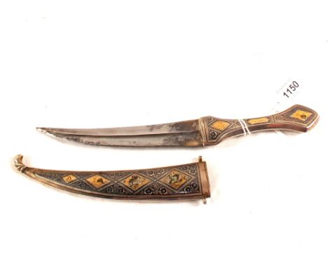 A Middle Eastern Khanjar, white metal with inlay, scabbard marked 'Defendo FHP 30/1/42'