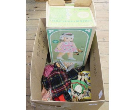 A boxed Mattel Baby First Step doll, Pelham Muffin the Mule and various dolls