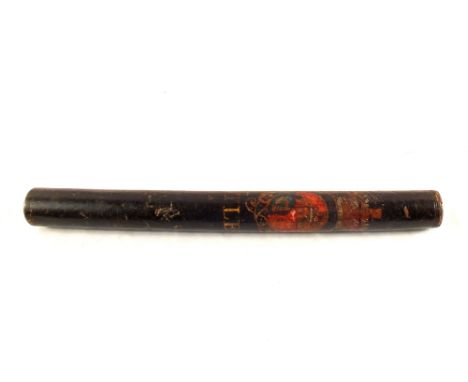 A very early 19th Century Police tipstaff/truncheon painted with Royal Coat of Arms and marked 'Otley', Otley being a parish/