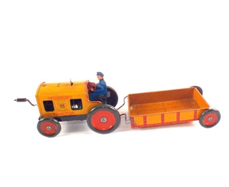 A Hessmobil tin plate tractor and trailer, c1927