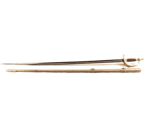 A 1796 model Officers heavy Cavalry dress sword made by Henry Wilkinson Pall Mall London, the scabbard and hilt have been pla