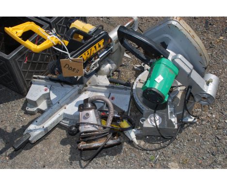 Two De Walt chop saws, plus a sander, Sold As Seen, not working.