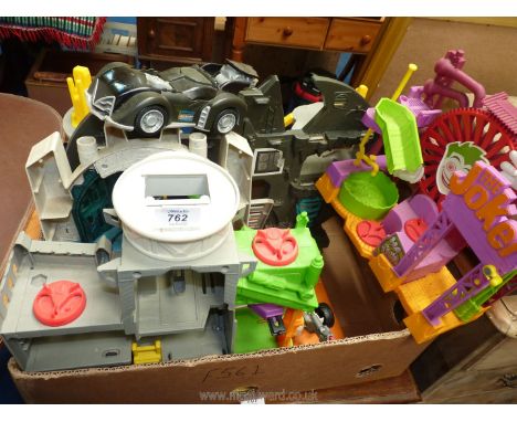Box of Mattel 'Batman' play sets.
