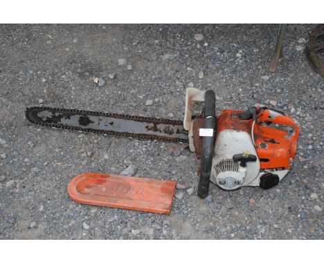 A Stihl 08S chainsaw for restoration, no chain brake, good compression (unable to start as no fuel present).