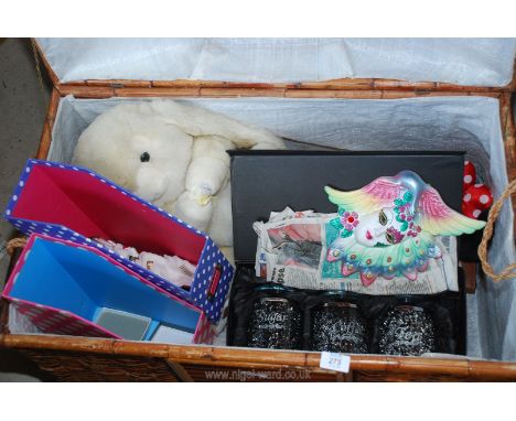 Wicker trunk and contents.