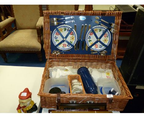 An Optima wicker picnic hamper and contents.