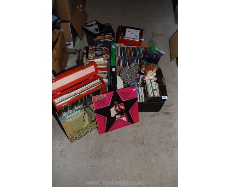 Quantity of LP's incl. Shirley Bassey and Elvis, plus box of 45's, box CD's etc.