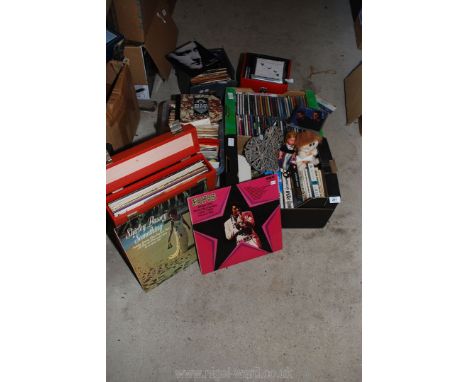 Quantity of LP's incl. Shirley Bassey and Elvis, plus box of 45's, box CD's etc.