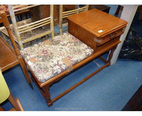 Telephone table with tapestry seat.