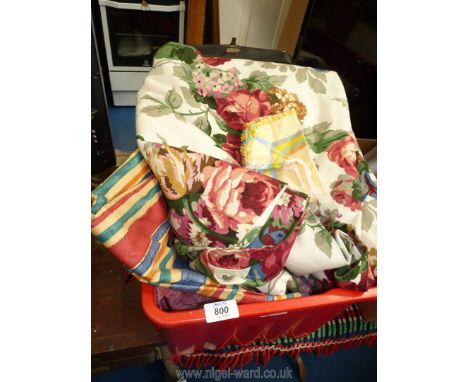 Box of curtains, floral, striped etc.