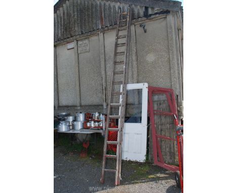 A double wooden ladder.