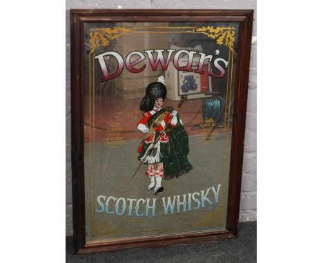 An advertising pub mirror, Dewars Scotch Whisky, 80cm x 54cm. Provenance; Lathom Hall, Liverpool.  