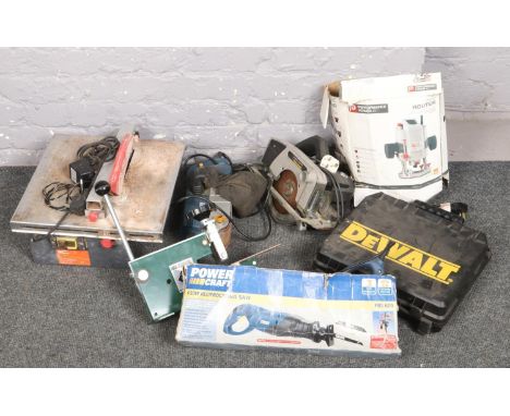 A collection of tools to include Power craft sander, black &amp; decker saw, Performance power router etc.  