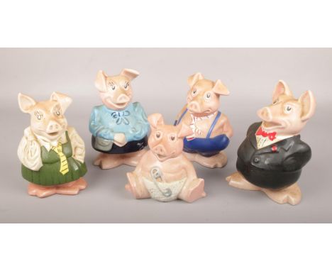 Five Wade ceramic Natwest piggy banks.  