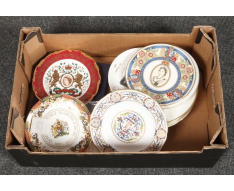 A collection of commemorative cabinet plates, Royal Worcester, Coalport, Spode examples  