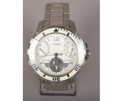 A gentleman's automatic stainless steel Timex wristwatch.  