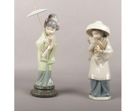 A group of Lladro ceramic figures to include 'oriental spring' (approx 28 cm height)  
