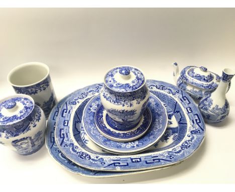 A Collection of Blue And White China Including Spode.