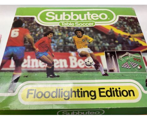 A boxed Floodlighting edition subbuteo table soccer game