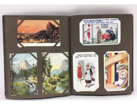 A postcard album of vintage postcards including Mabel Lucie Atwell examples.