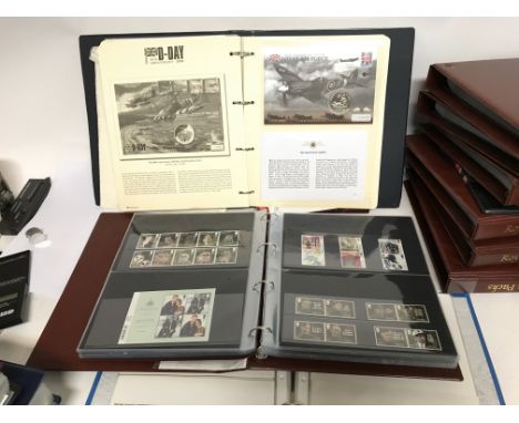 A collection of 9 albums, first day covers &amp; presentation pack coin cover albums