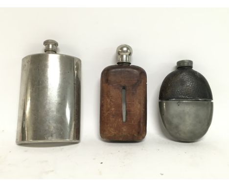 Three vintage hip flasks